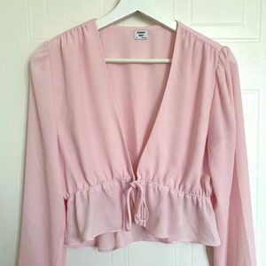 Sunday Best Pink Front Tie Blouse